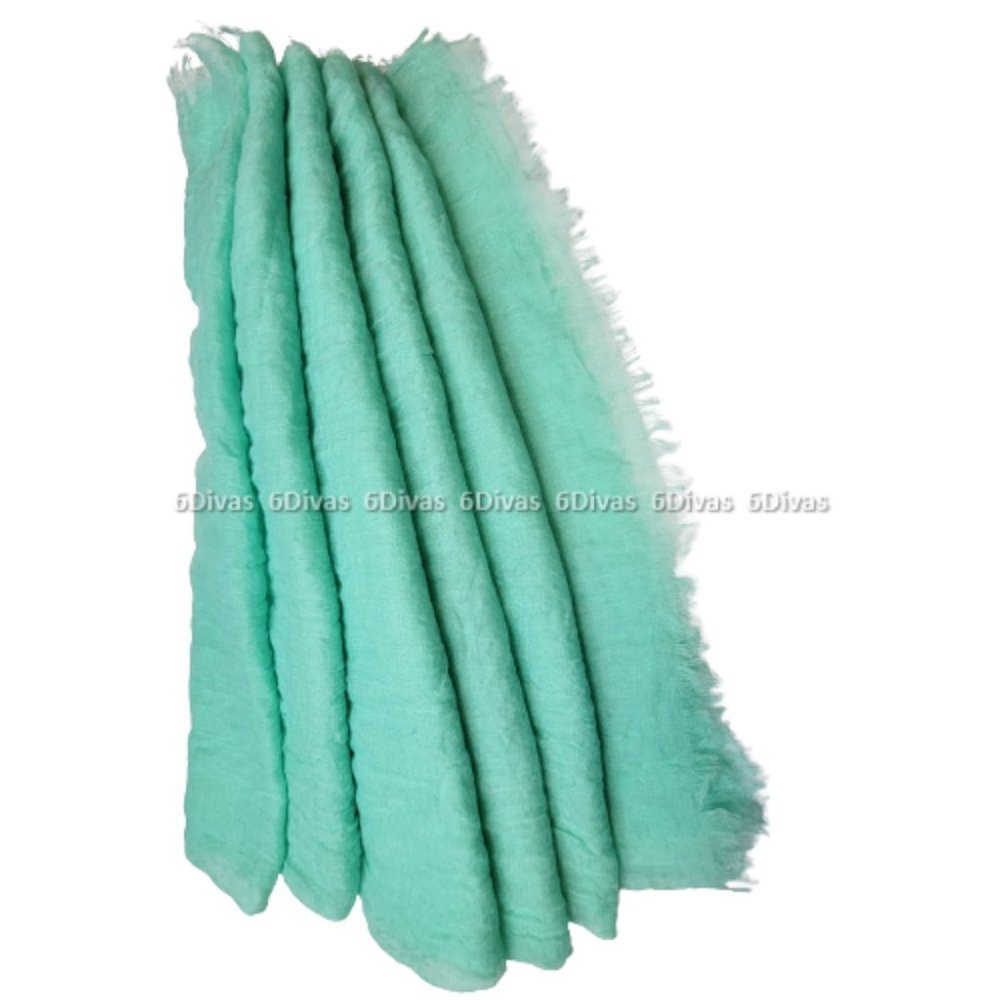 Green Scarf Crinkle Rectangular Scarf Wide Long Viscose Scarf